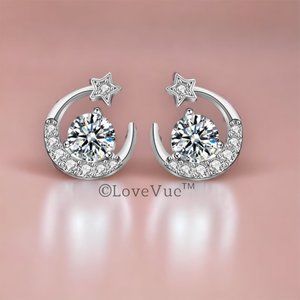 Certified 1ct. t.w. Diamond Moon and Star Earrings